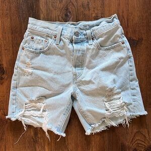 Levi’s 501 Light Wash Distressed Denim Shorts